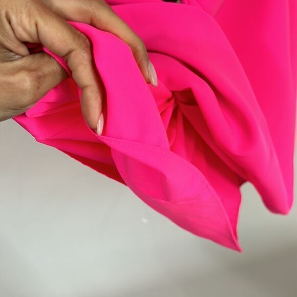 Sail To Sable Neon Pink Rolled Neckline Sheath Dress W/ Large Back Buttons - Picture 7 of 11